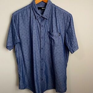 Ripzone Blue/Gray Patterned Men's Short Sleeve Button‎ Up Shirt Size Large